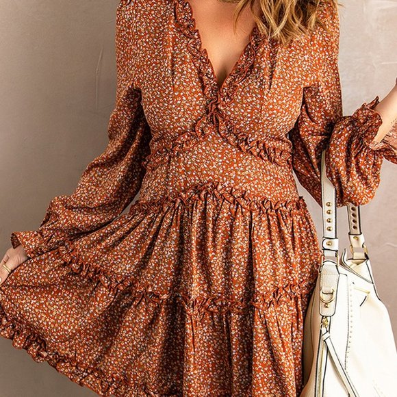 Dainty NYC Dresses & Skirts - Bubble Sleeve Floral Ruffle Dress Mini